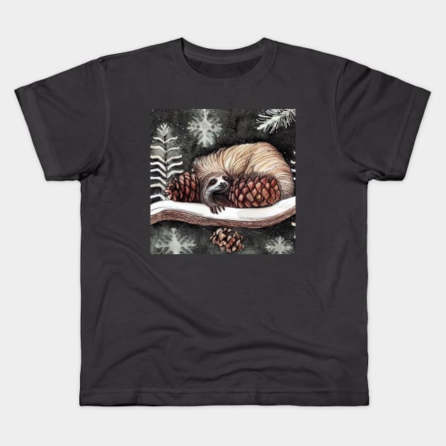 Lazy Christmas, sloth Kids T-Shirt by fistikci